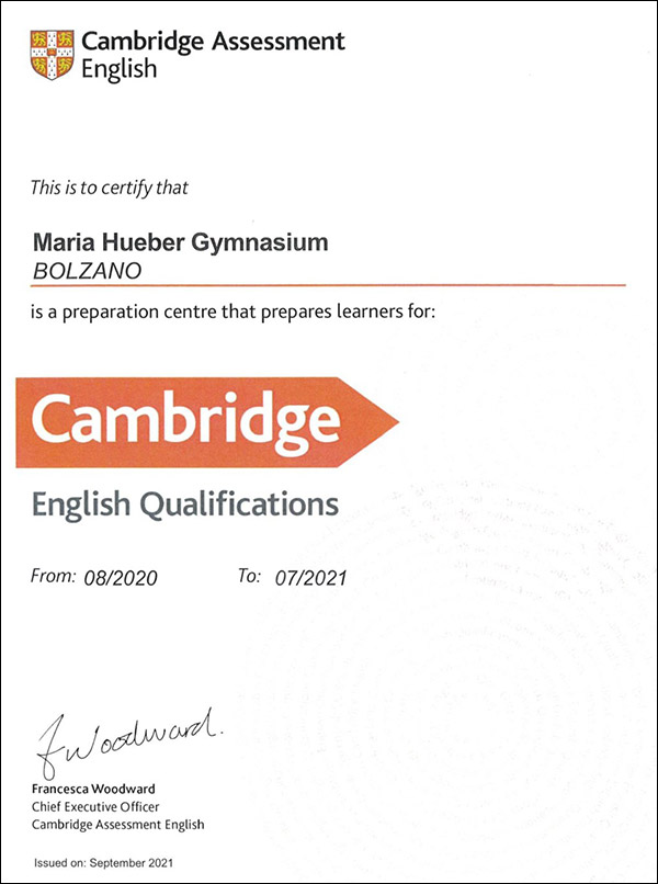 Zertifizierung Cambridge Vorbereitungszentrum